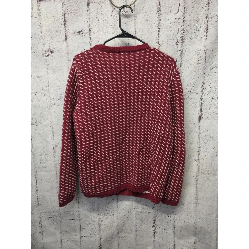 LL Bean Birdseye Cotton‎ Wool Knit Sweater Jacket Nordic Pewter Buttons Womens L